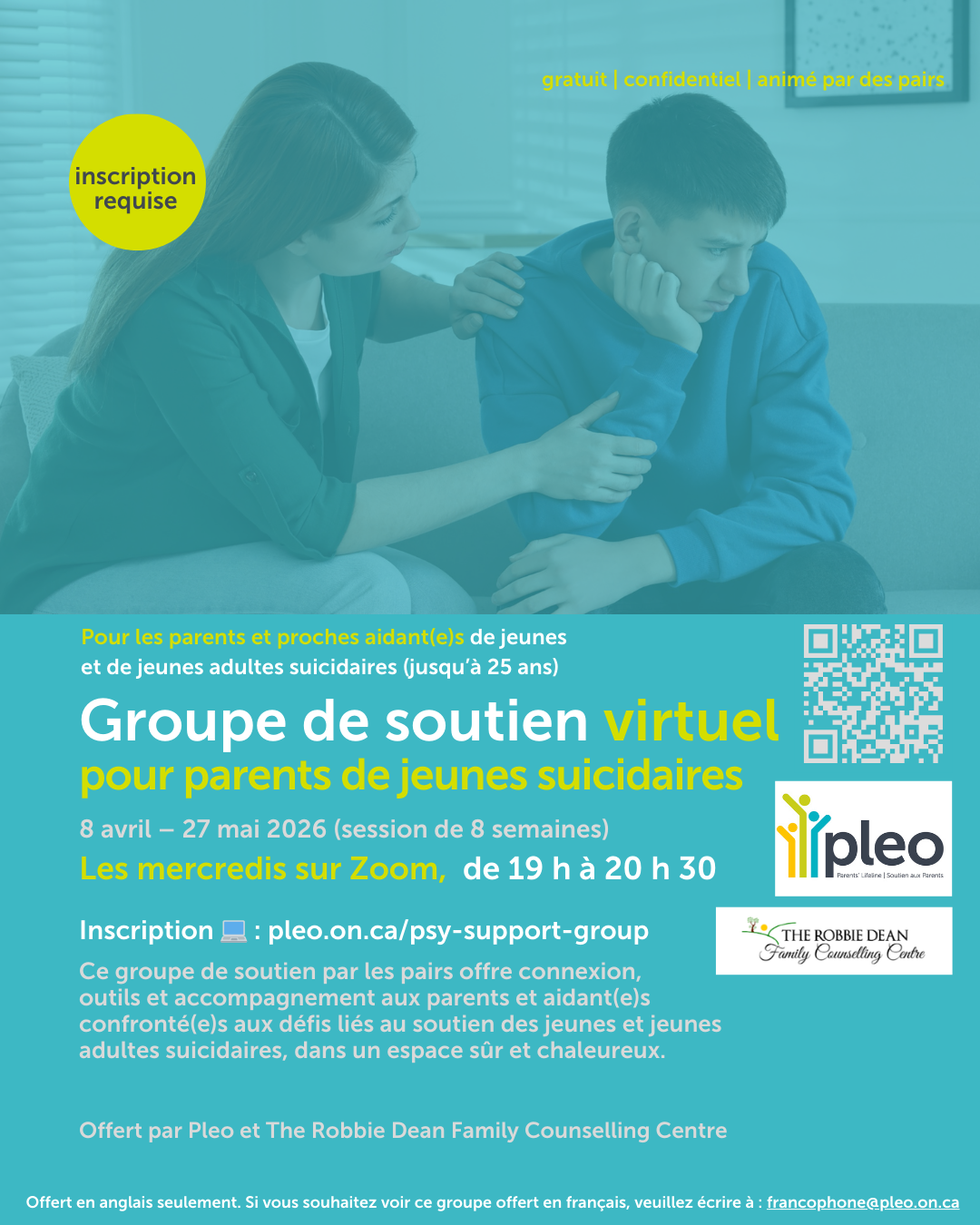 Session 9 - Parents of Suicidal Youth Virtual Support Group from Pleo and The Robbie Dean Family Counselling Centre - FR